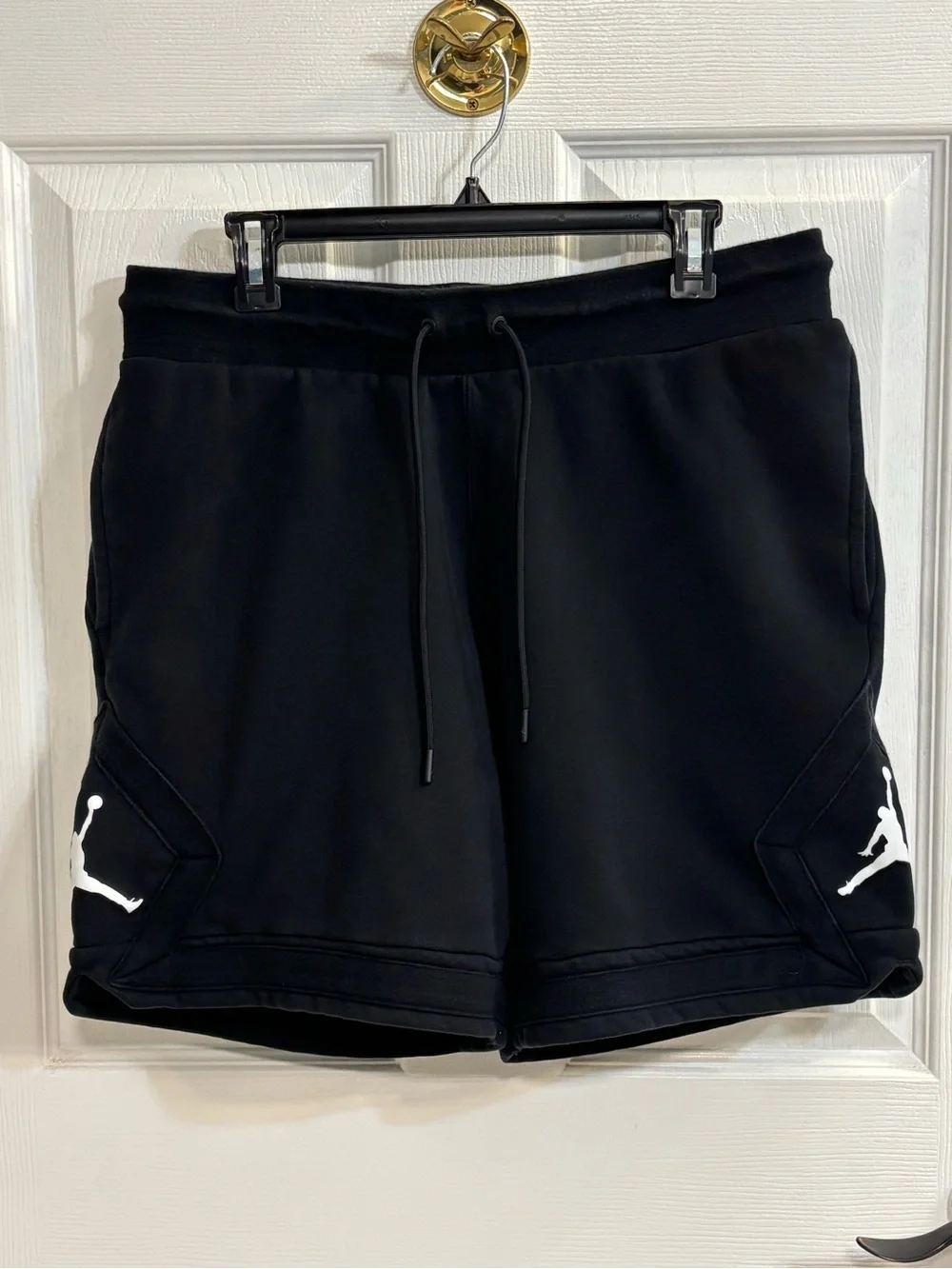 Nike Jordan Essential Fleece Diamond Shorts Mens L Large Black Gym Sweat Shorts